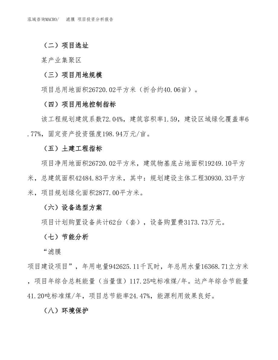 滤膜 项目投资分析报告（总投资11000万元）（40亩）_第5页