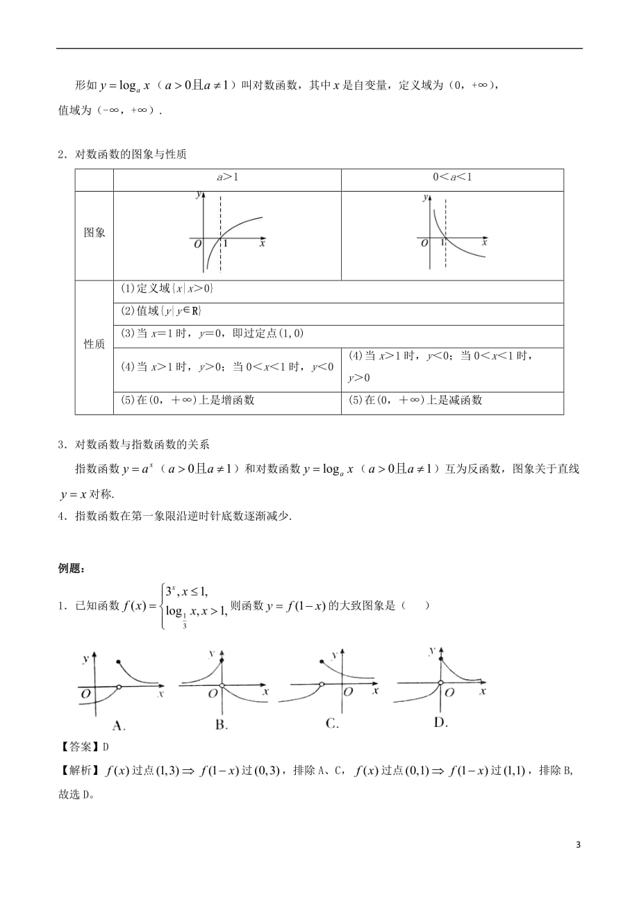 高中数学 第二章 基本初等函数（I）2.2 对数函数复习学案 新人教A版必修1_第3页