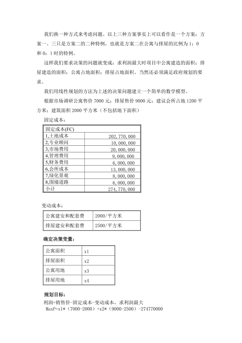 房地产项目中最佳利润点的线性规划模型分析_第2页