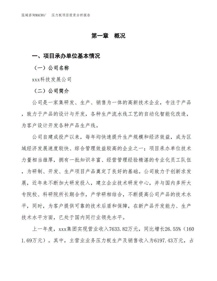 压力板项目投资分析报告（总投资10000万元）（46亩）_第2页