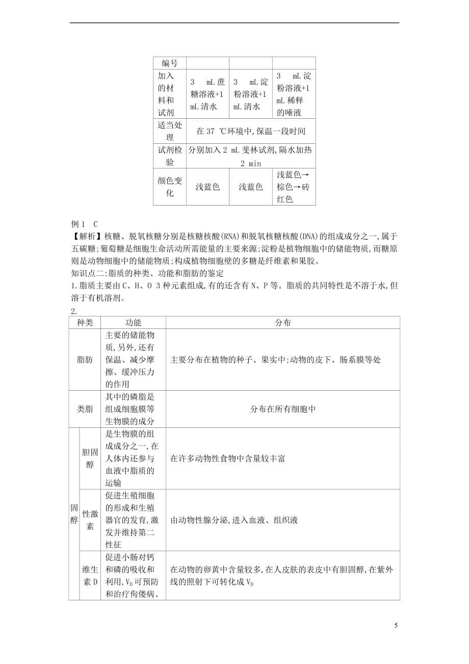 高中生物 第二单元 细胞中的生物大分子（第2课时）导学案 苏教版必修1_第5页