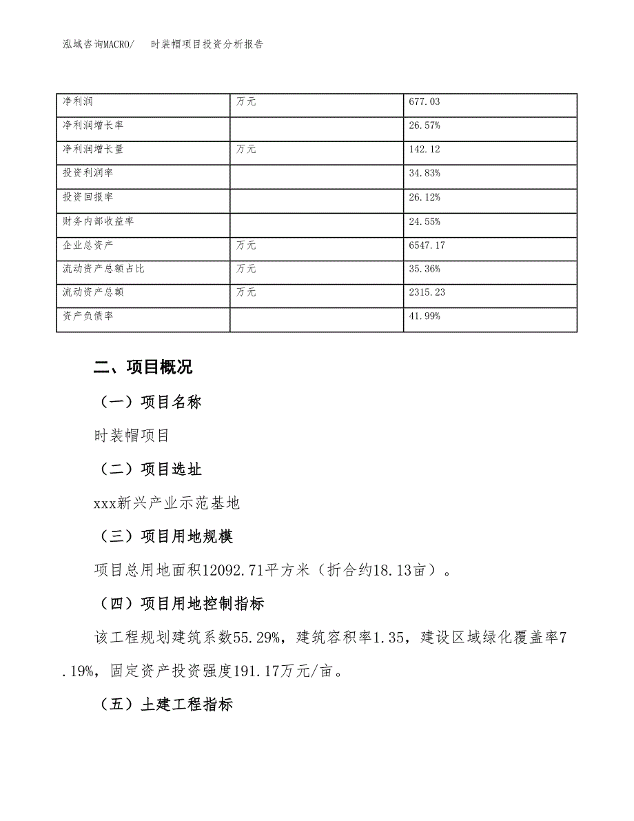 时装帽项目投资分析报告（总投资4000万元）（18亩）_第4页