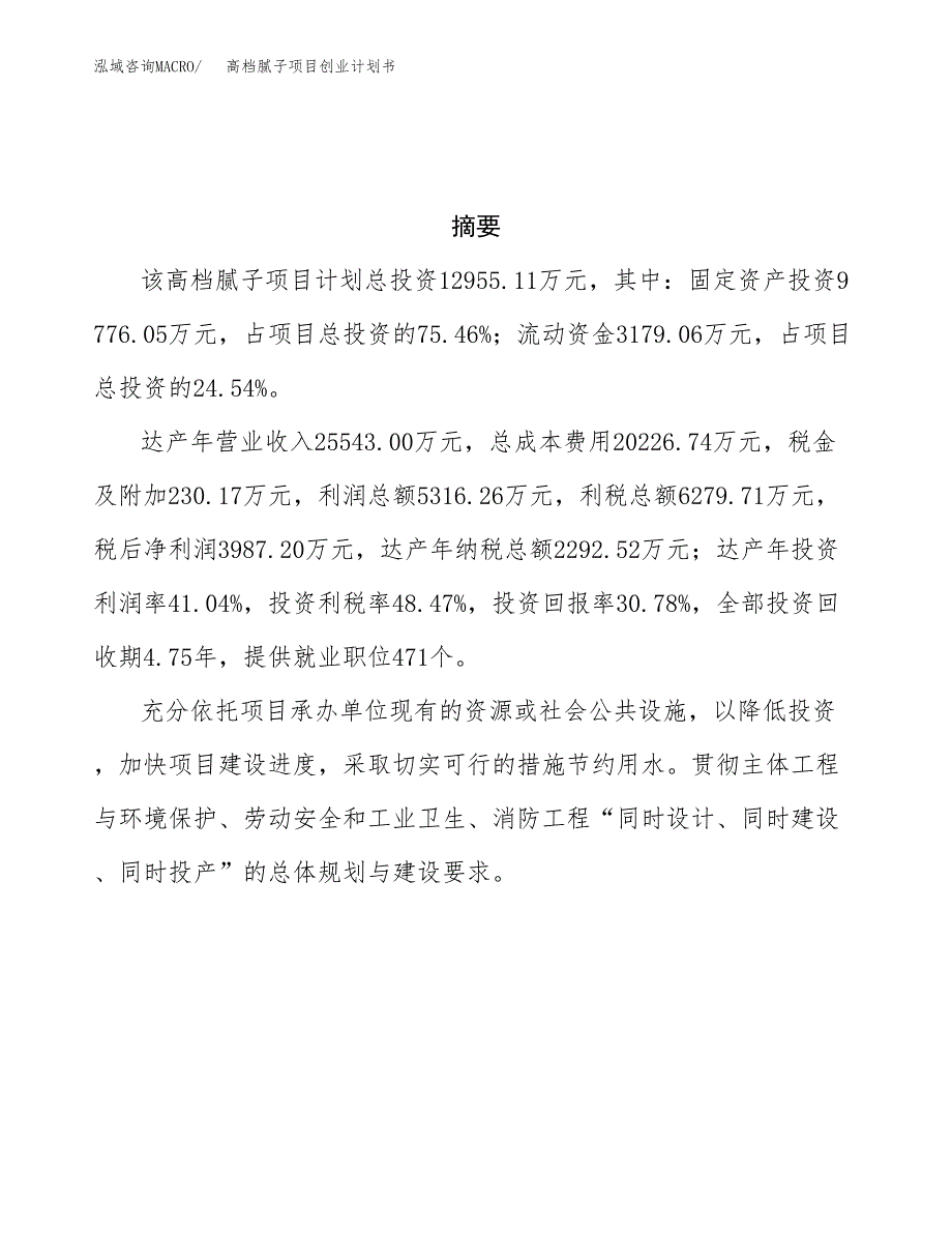 高档腻子项目创业计划书(参考模板).docx_第3页