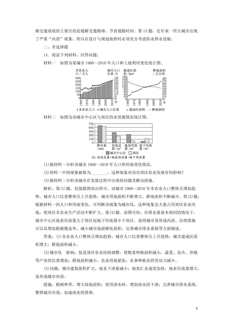 （新课改省份专用）2020版高考地理一轮复习 课时跟踪检测（二十三）城市化（含解析）_第5页