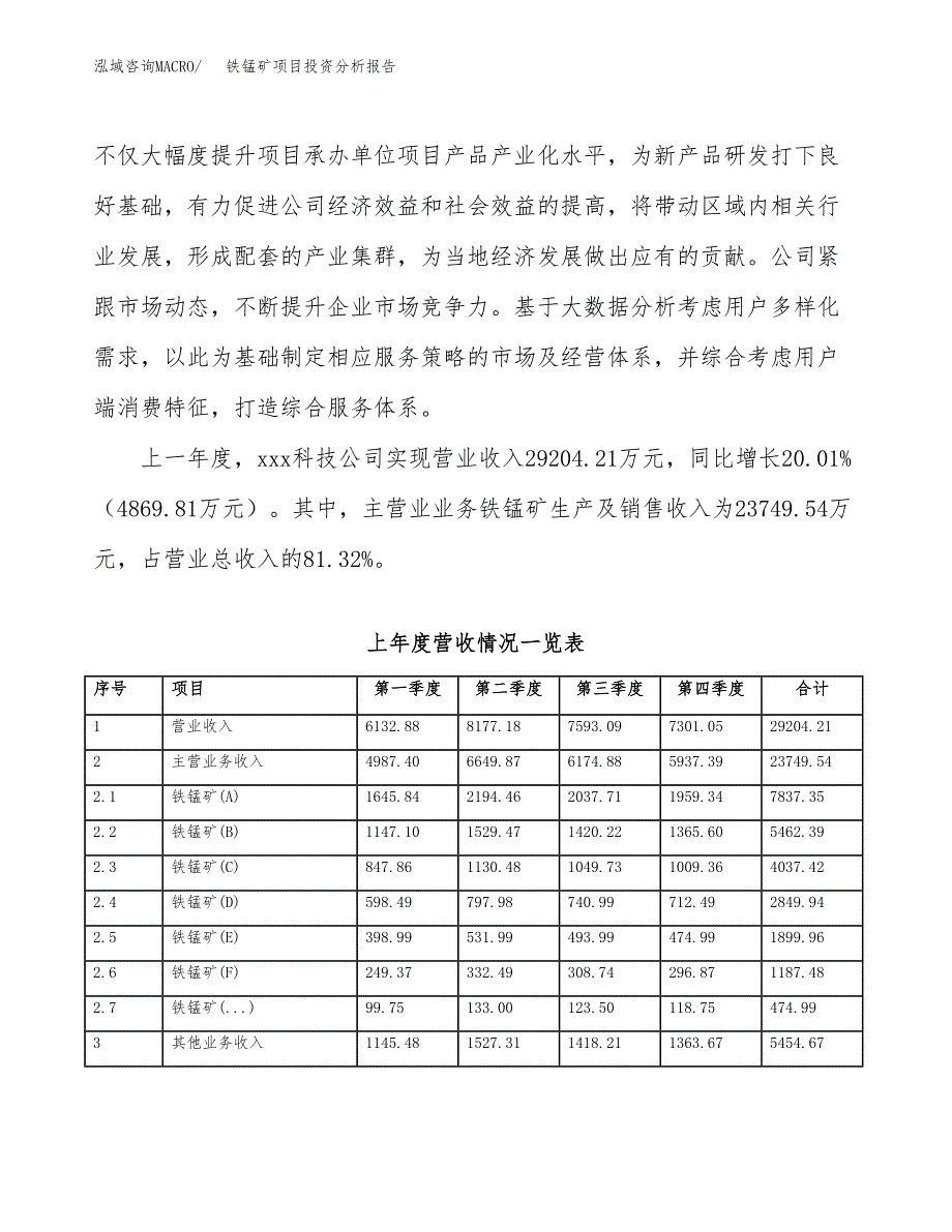 铁锰矿项目投资分析报告（总投资15000万元）（58亩）_第3页