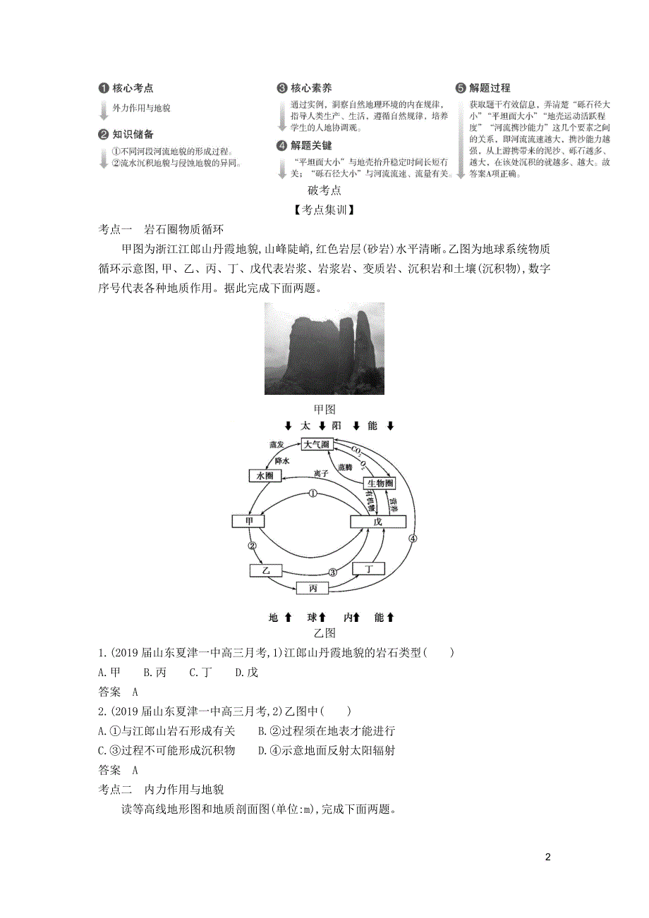 （5年高考3年模拟A版）山东省2020年高考地理总复习 专题三 地表形态的塑造学案（含解析）_第2页