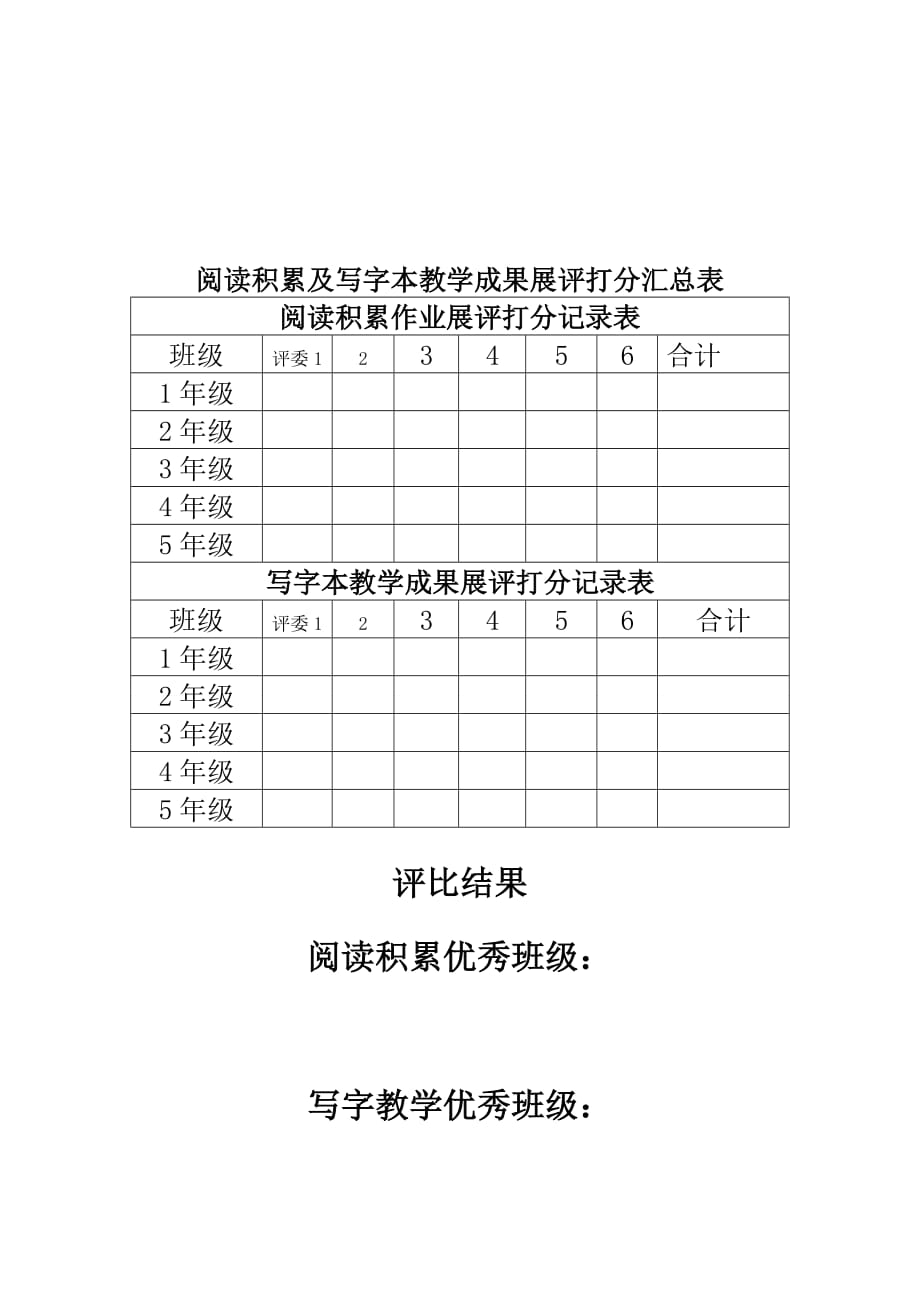 写字、阅读积累作业评比方案_第3页