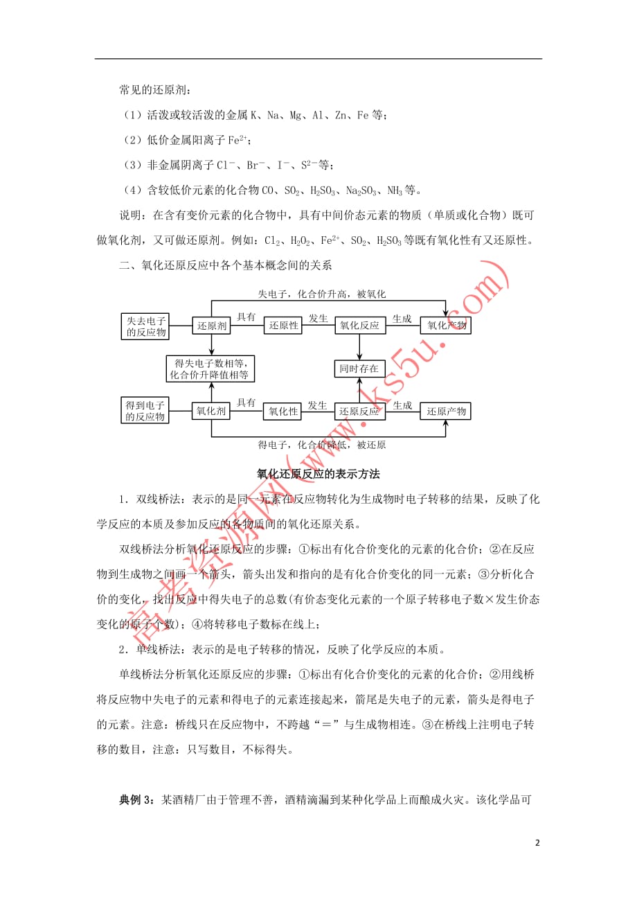 高中化学 第2章 元素与物质世界 第3节 氧化剂和还原剂(第2课时)氧化剂和还原剂教学设计2 鲁科版必修1_第2页