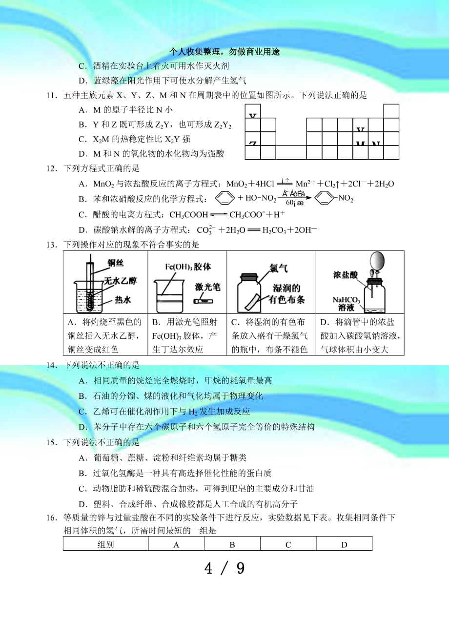 份浙江学考化学考试_第4页