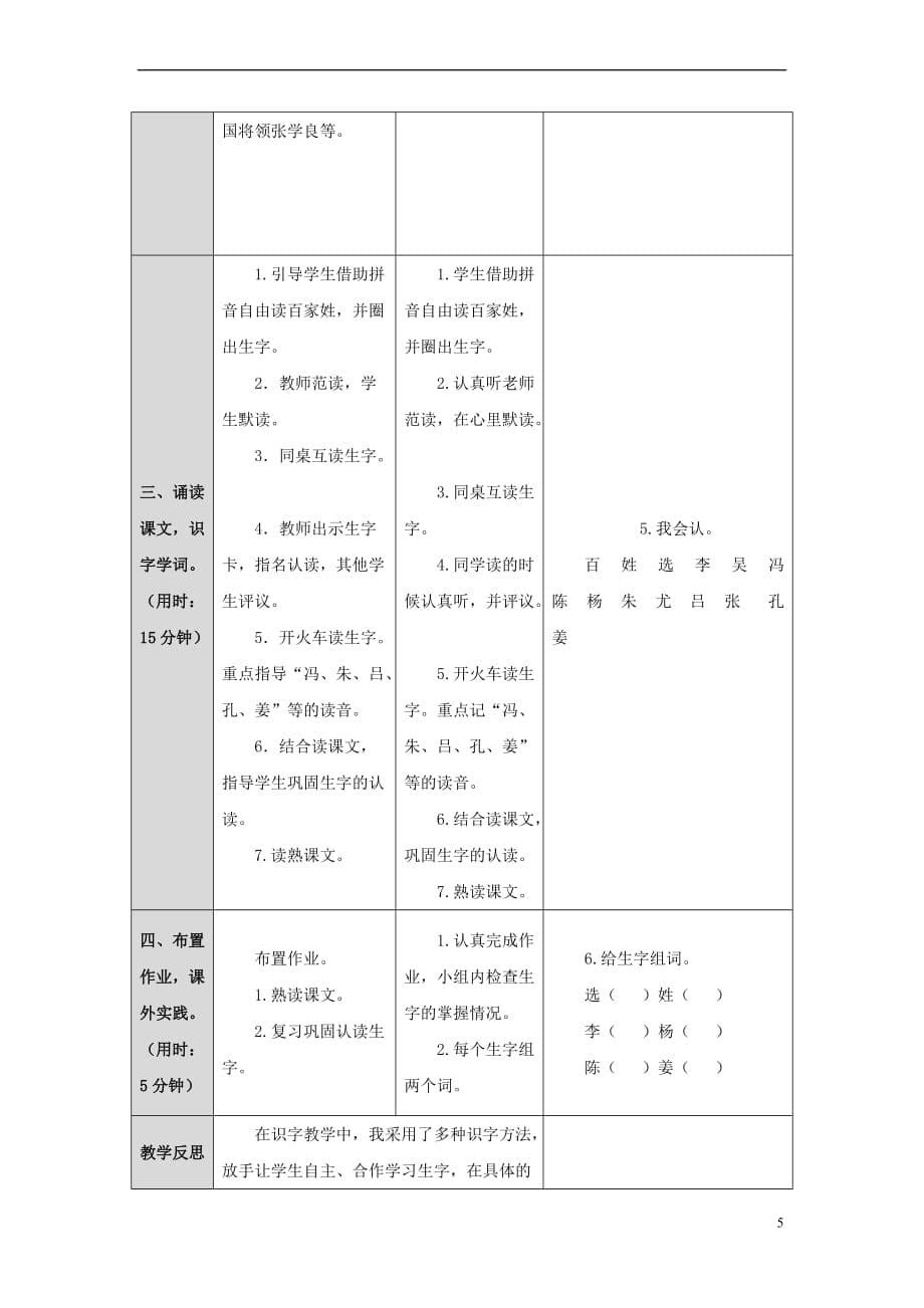 （2016年秋季版）2017一年级语文下册 识字（二）识字5《百家姓（节选）》教案1 语文S版_第5页