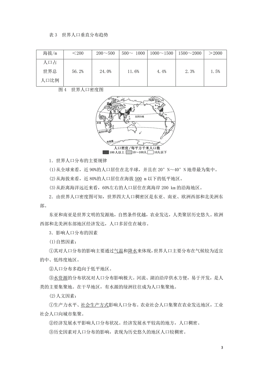 （新高考地区专用）2019高考地理 第一章 人口与环境 第一讲 人口增长与人口分布讲义 新人教版必修2_第3页