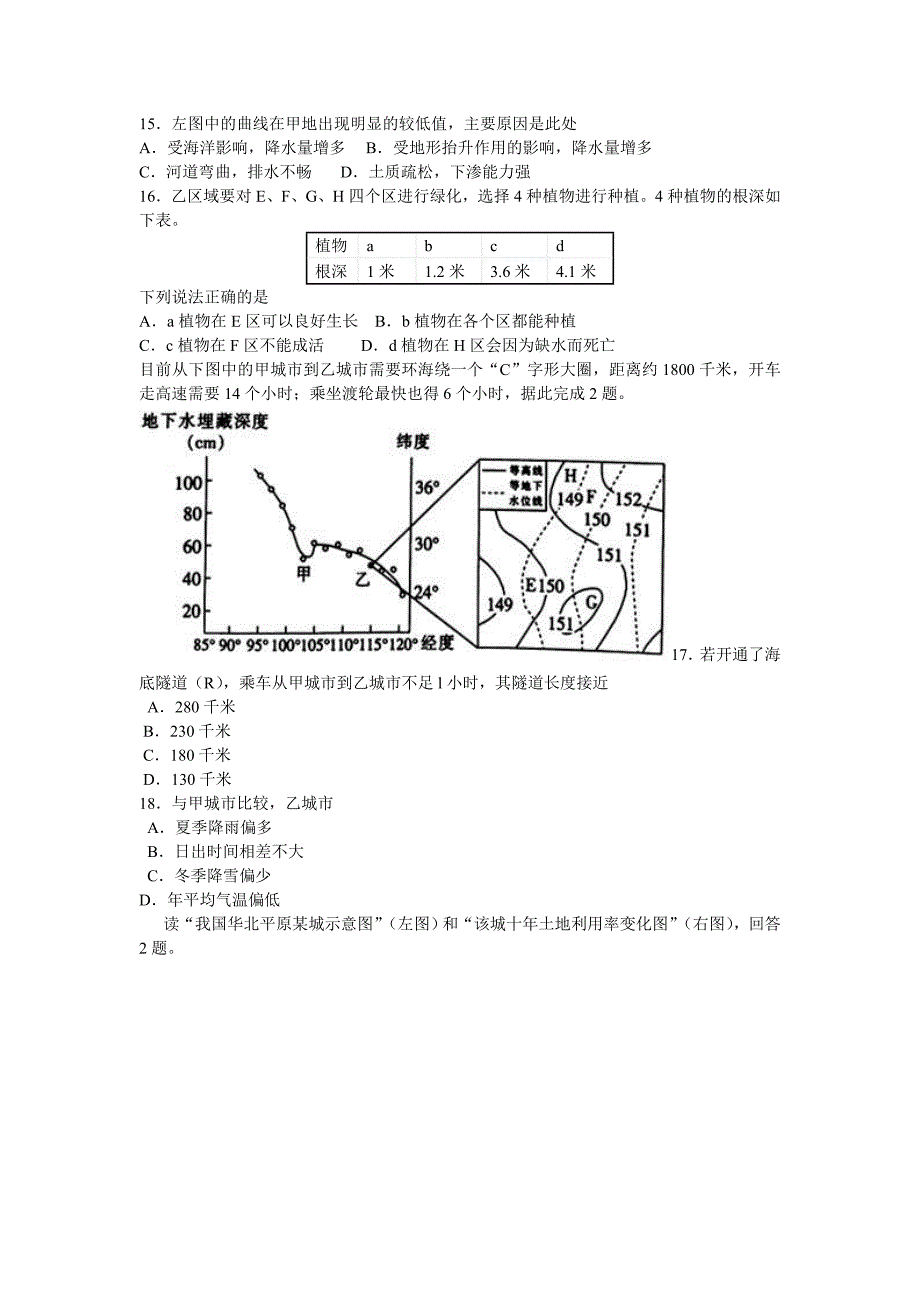 河北2014-2015年上学期第四次月考高三年级地理试题讲解_第4页