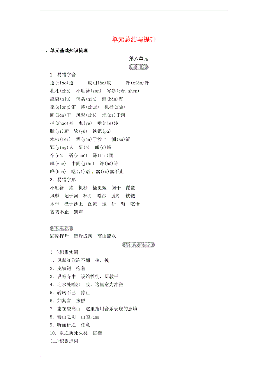 (2016年秋季版)七年级语文下册 第6单元总结与提升 语文版_第1页