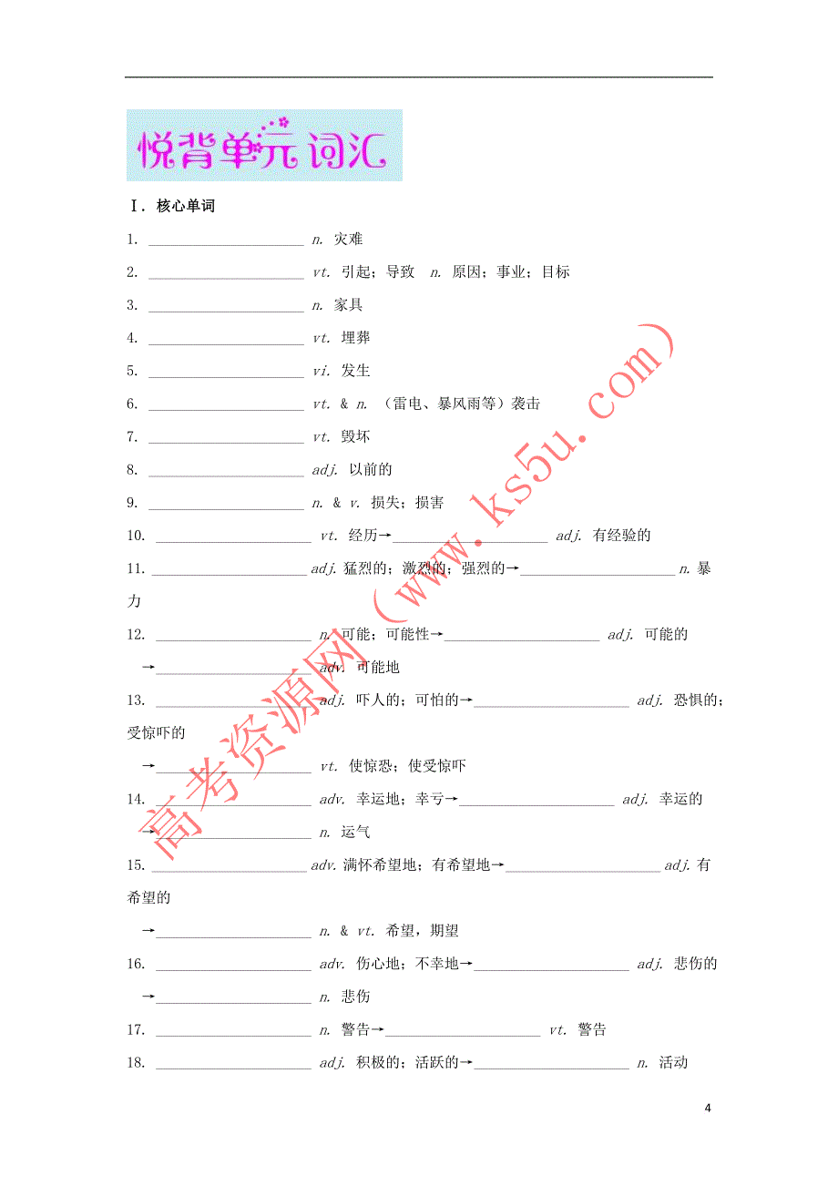 高中英语 Module 3 The Violence of Nature试题（含解析）外研版必修3_第4页