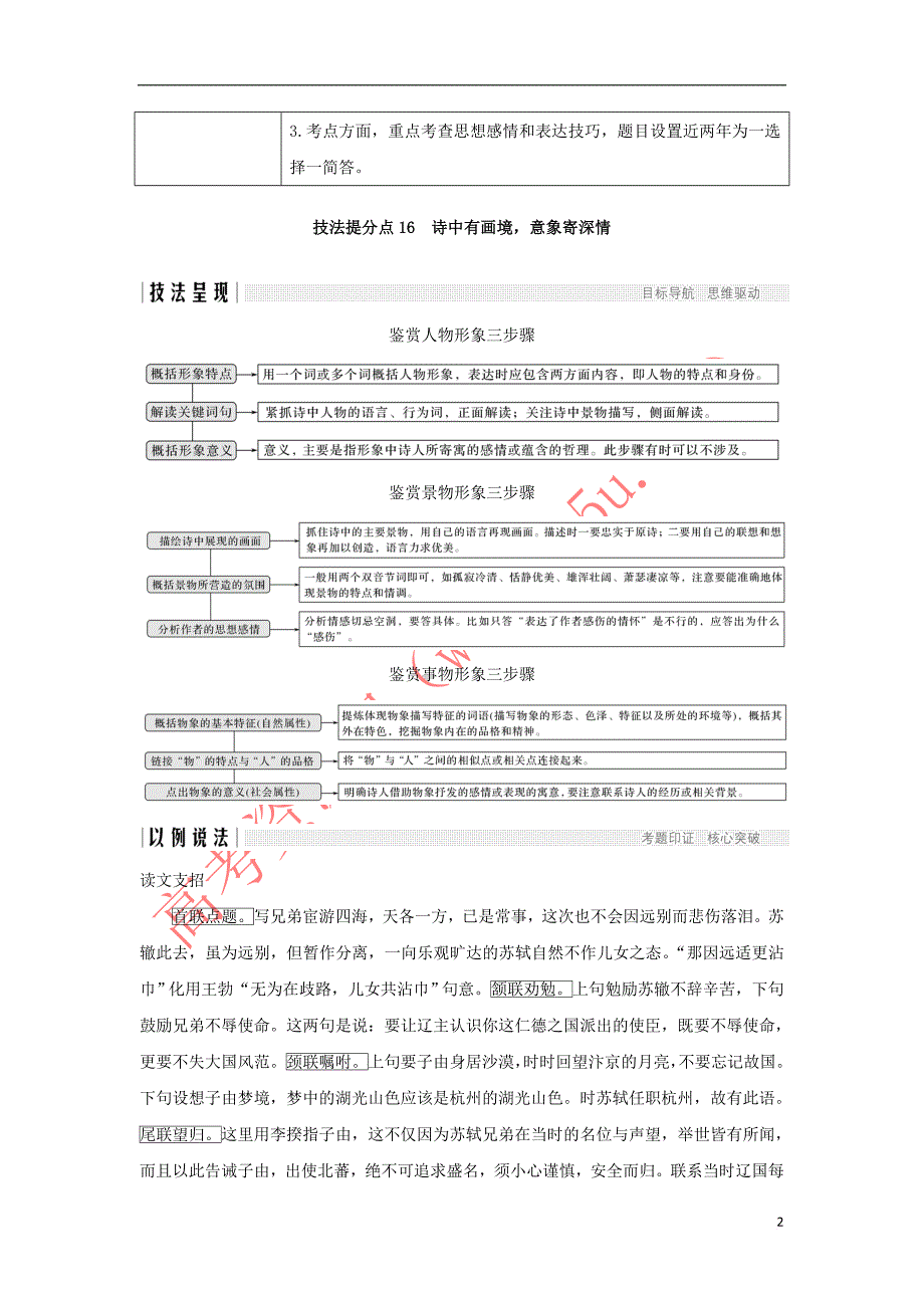 （全国通用版）2019高考语文二轮培优 第二部分 古代诗文阅读 专题五 古代诗歌阅读 技法提分点16 诗中有画境意象寄深情(同名5971)_第2页