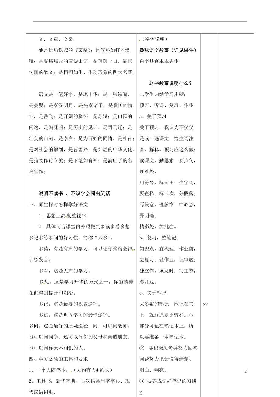 （2016年秋季版）山东省邹平县七年级语文上册 开学第一课教案 新人教版_第2页