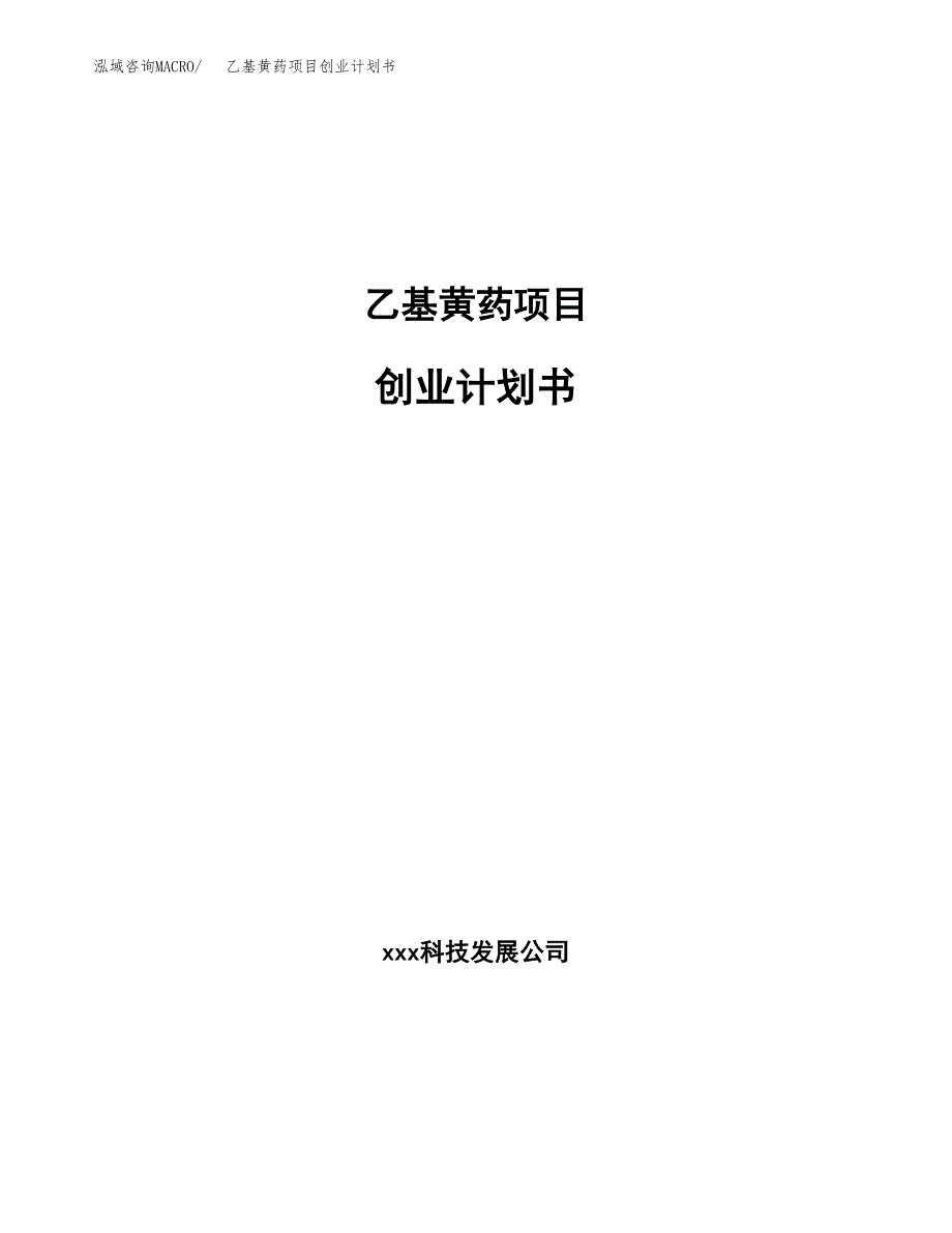 乙基黄药项目创业计划书(参考模板).docx_第1页