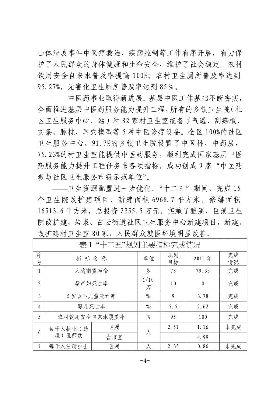 莲都区卫生计生事业发展十三五规划_第5页