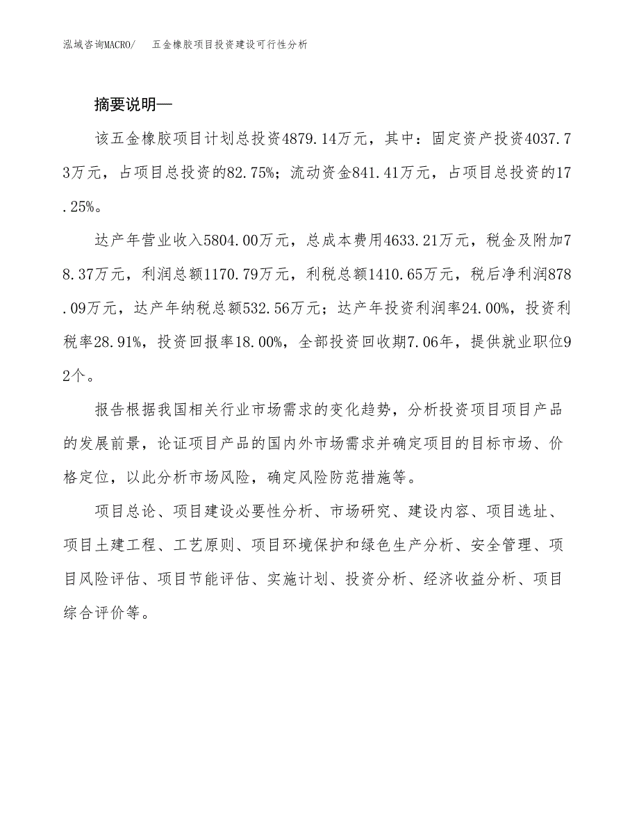 五金橡胶项目投资建设可行性分析.docx_第2页