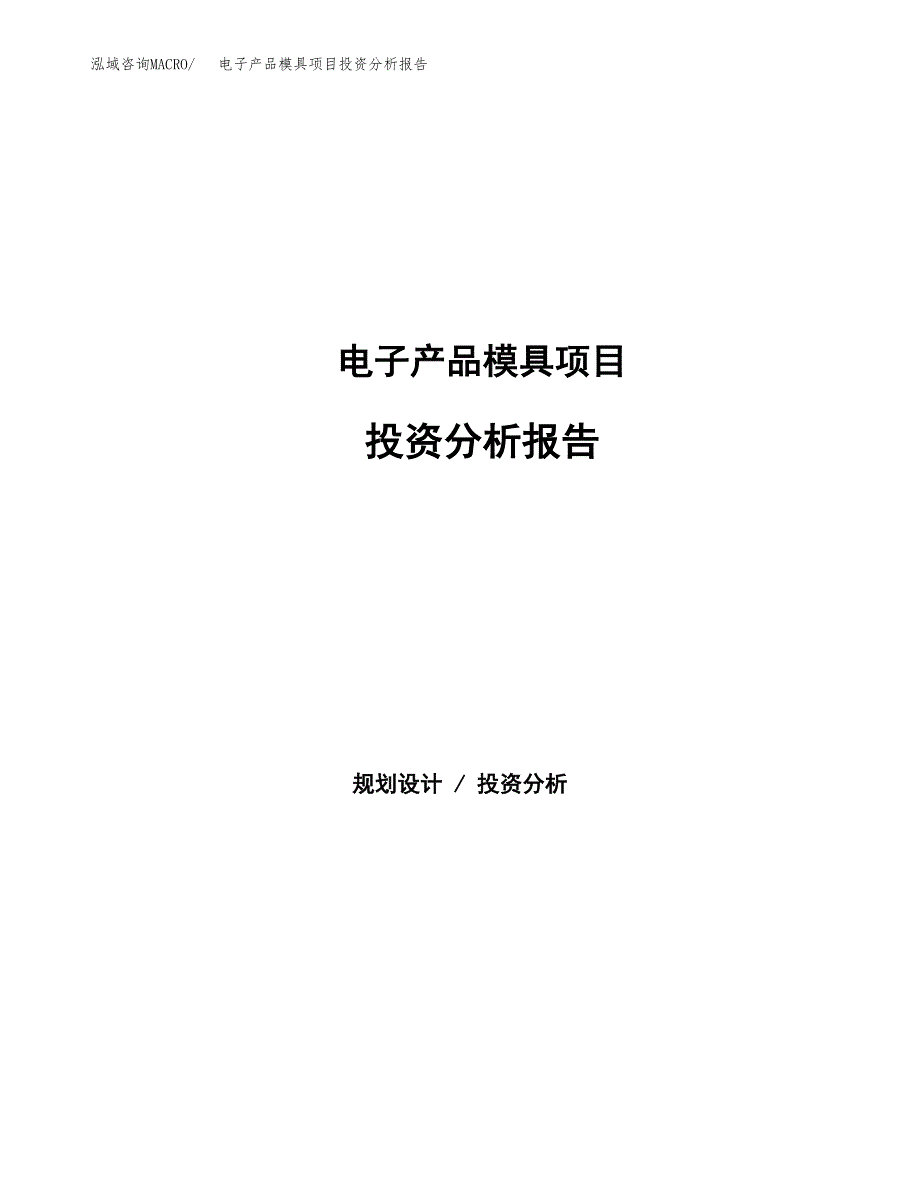 电子产品模具项目投资分析报告（总投资3000万元）（13亩）_第1页