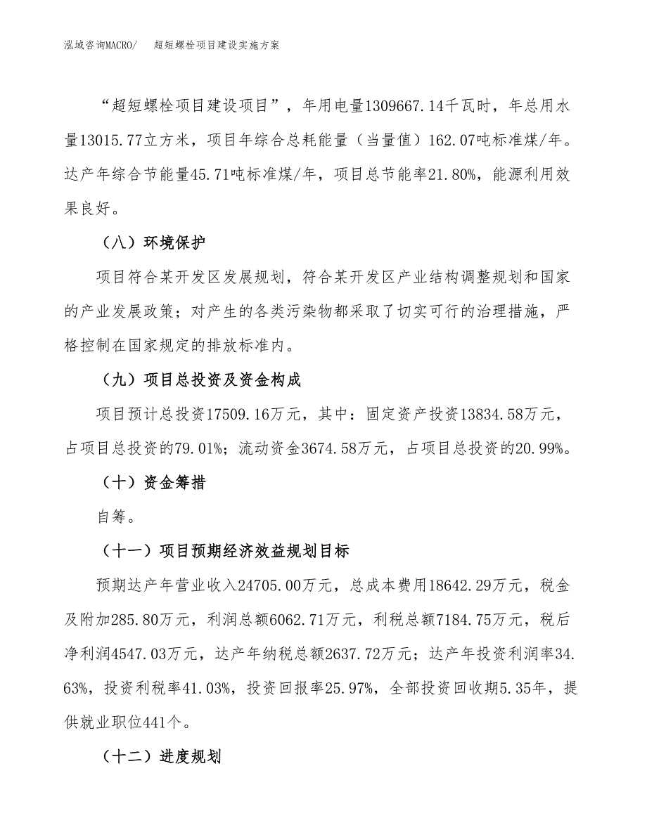 超短螺栓项目建设实施方案（模板）_第4页