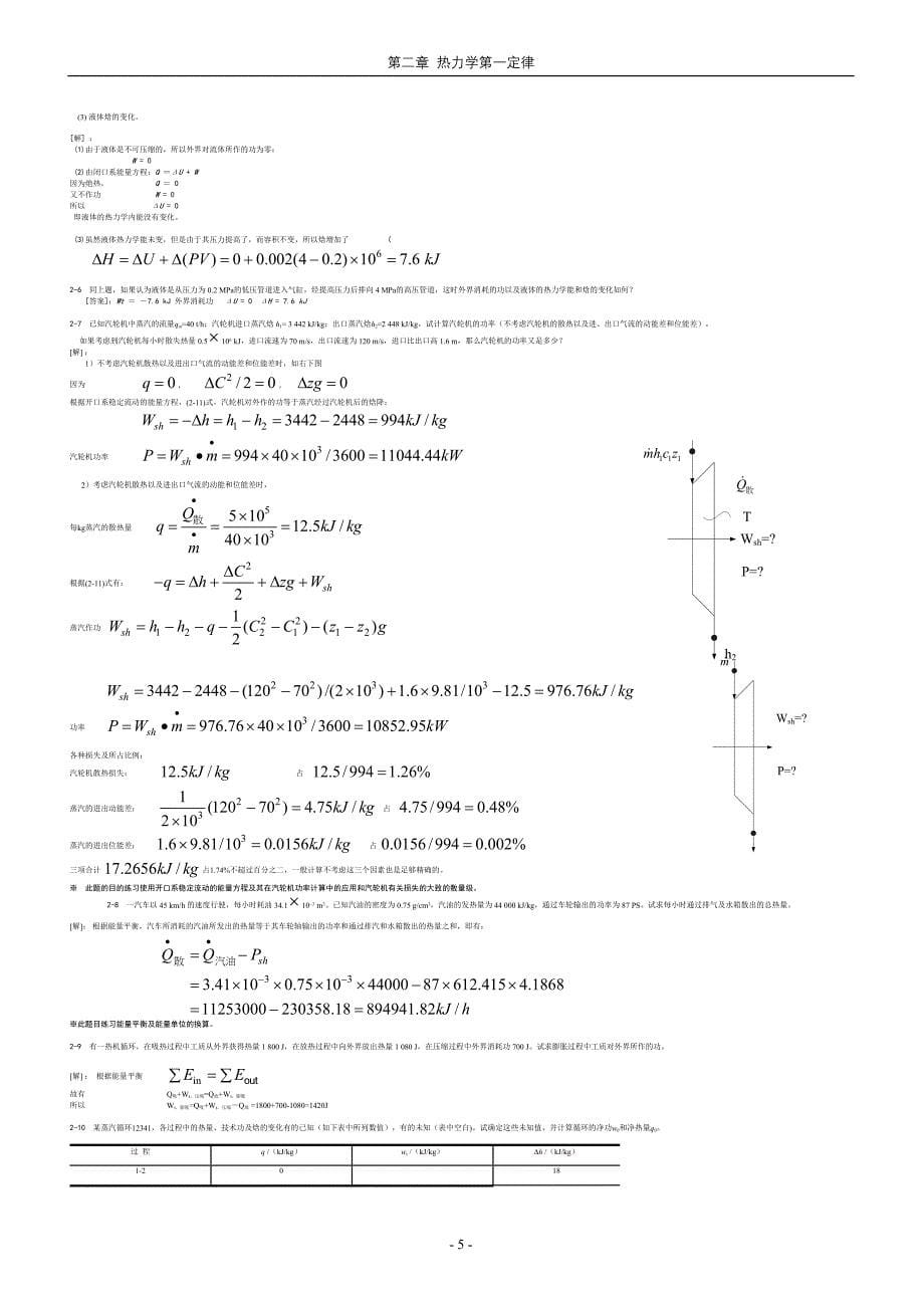 哈工大工程热力学习题答案——杨玉顺版._第5页