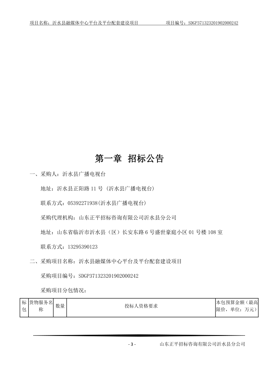沂水县融媒体中心平台及平台配套建设项目招标文件_第3页