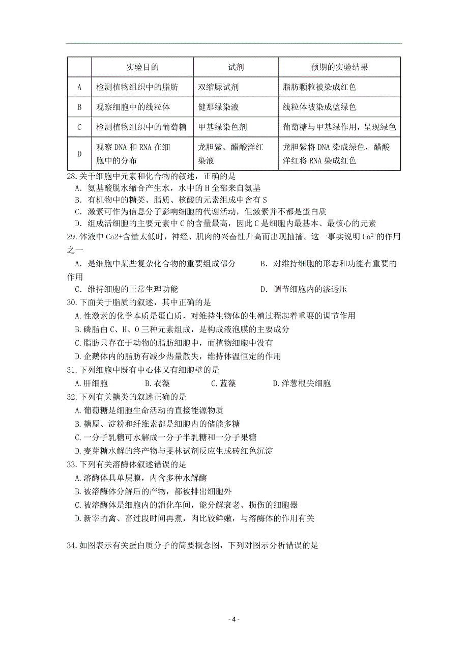 2017-2018学年吉林省长春汽车经济开发区第六中学高二下学期4月月考生物试题 Word版.doc_第4页