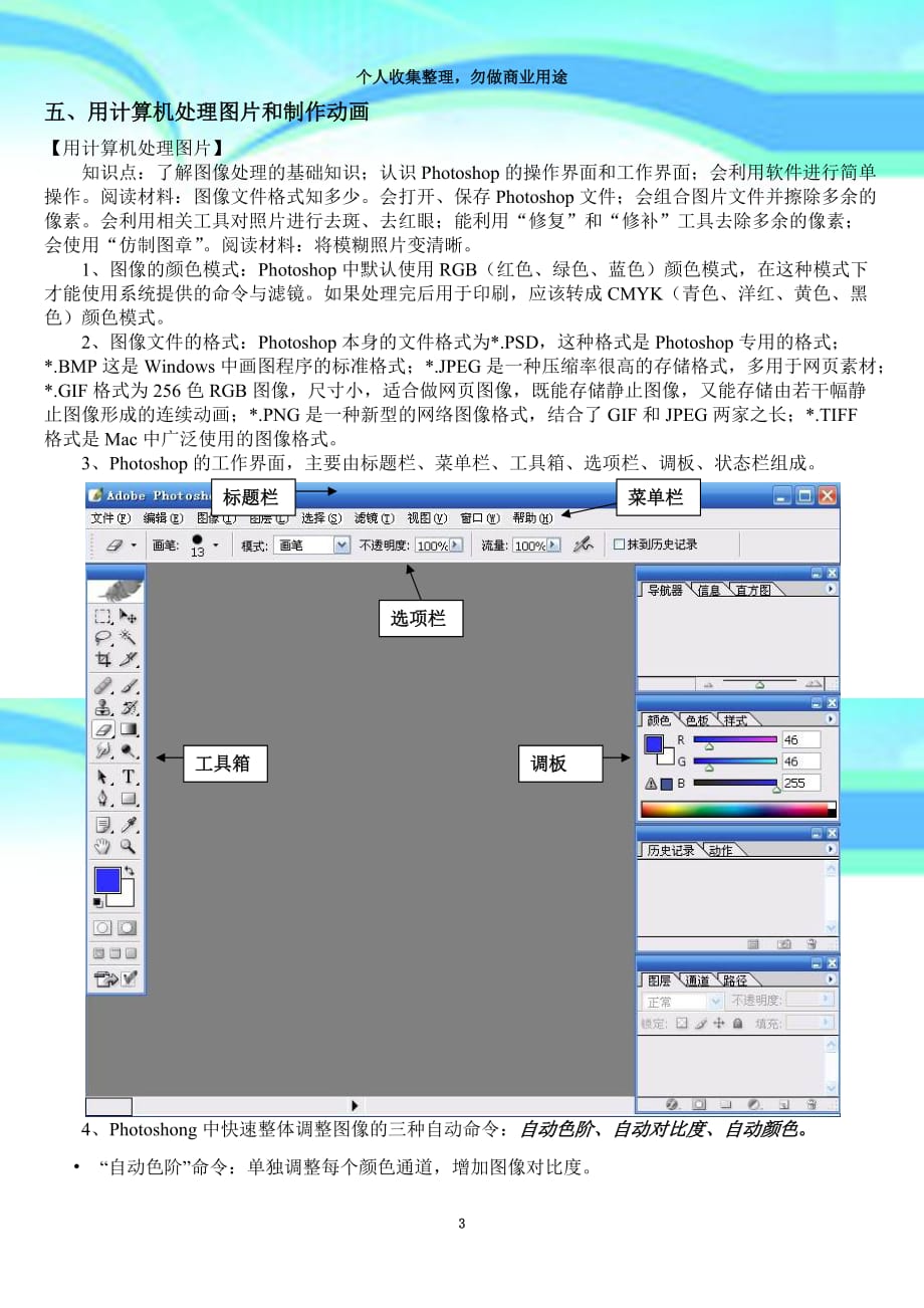 photoshop、flash知识点信息专业技术会考复习_第3页