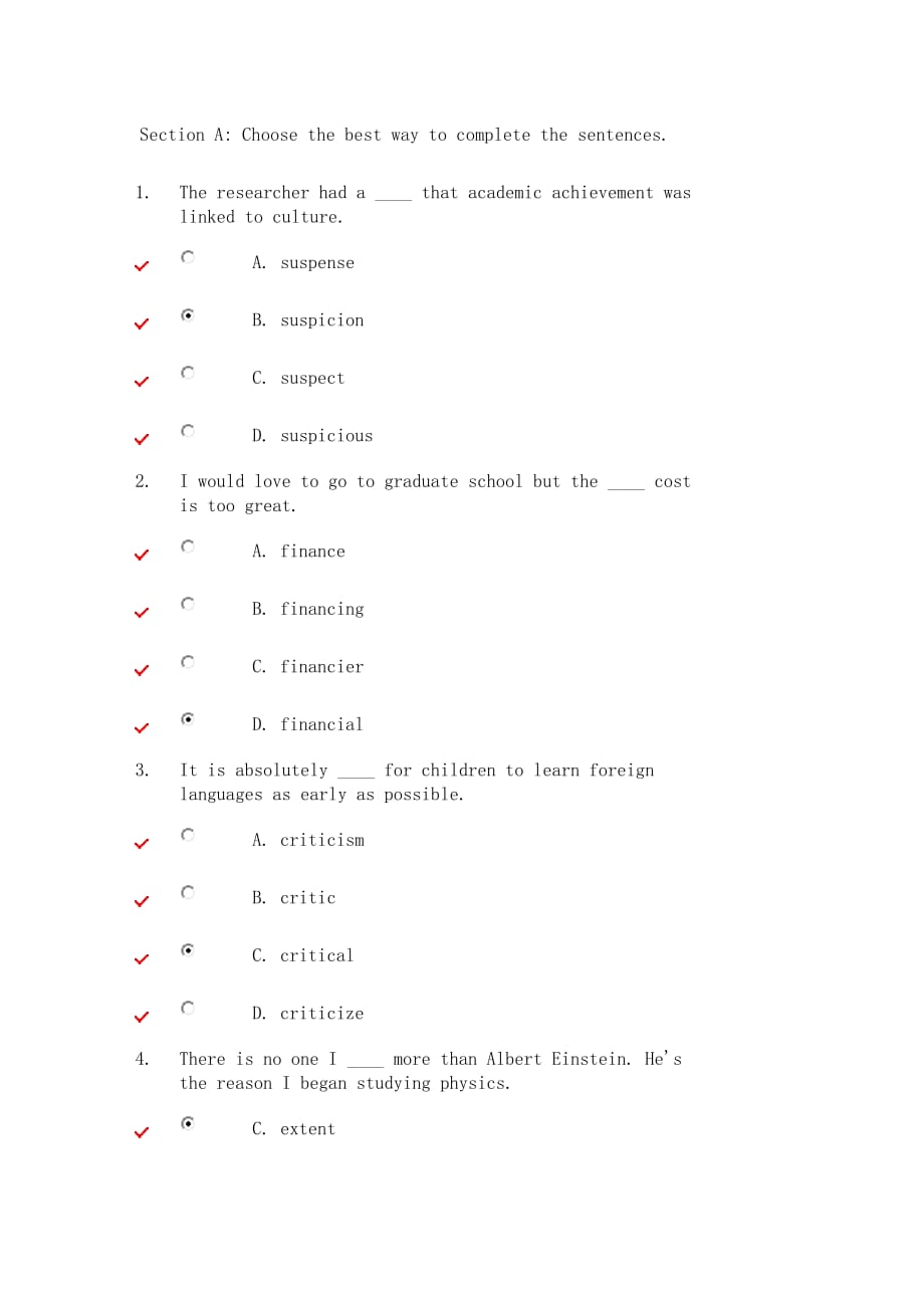 unit3新标准大学英语视听说综合教程网上作业标准答案_第1页