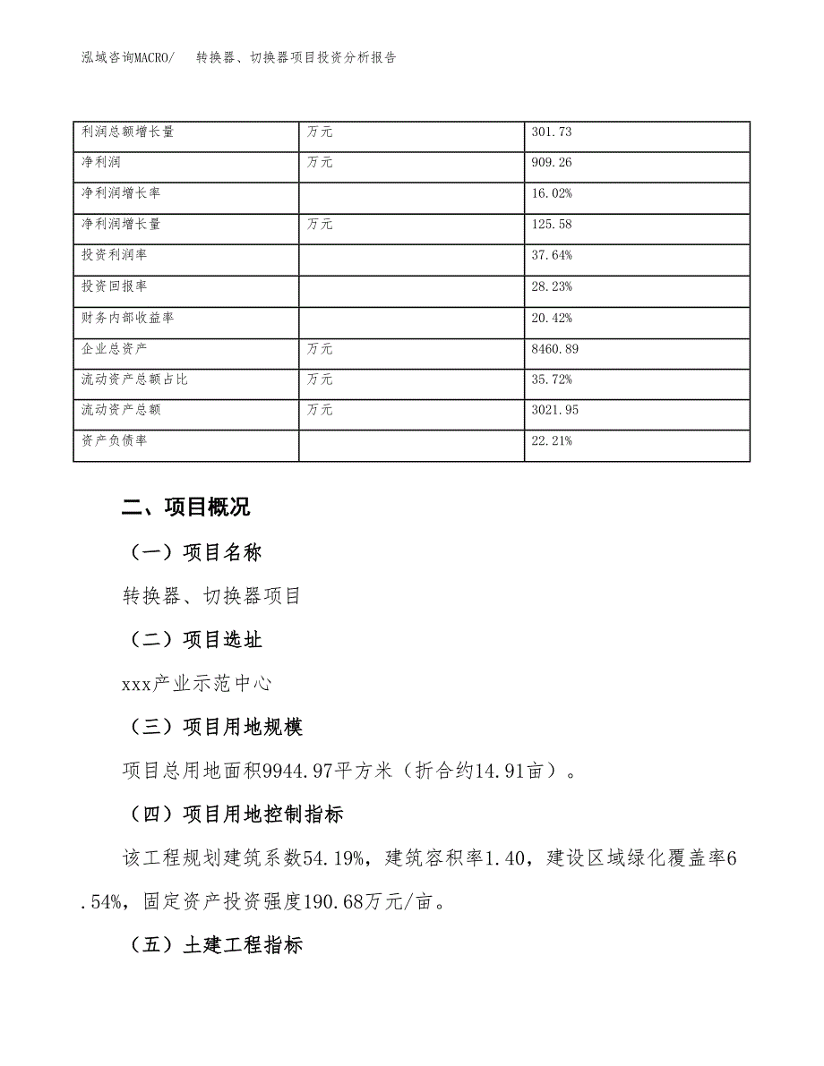 转换器、切换器项目投资分析报告（总投资3000万元）（15亩）_第4页