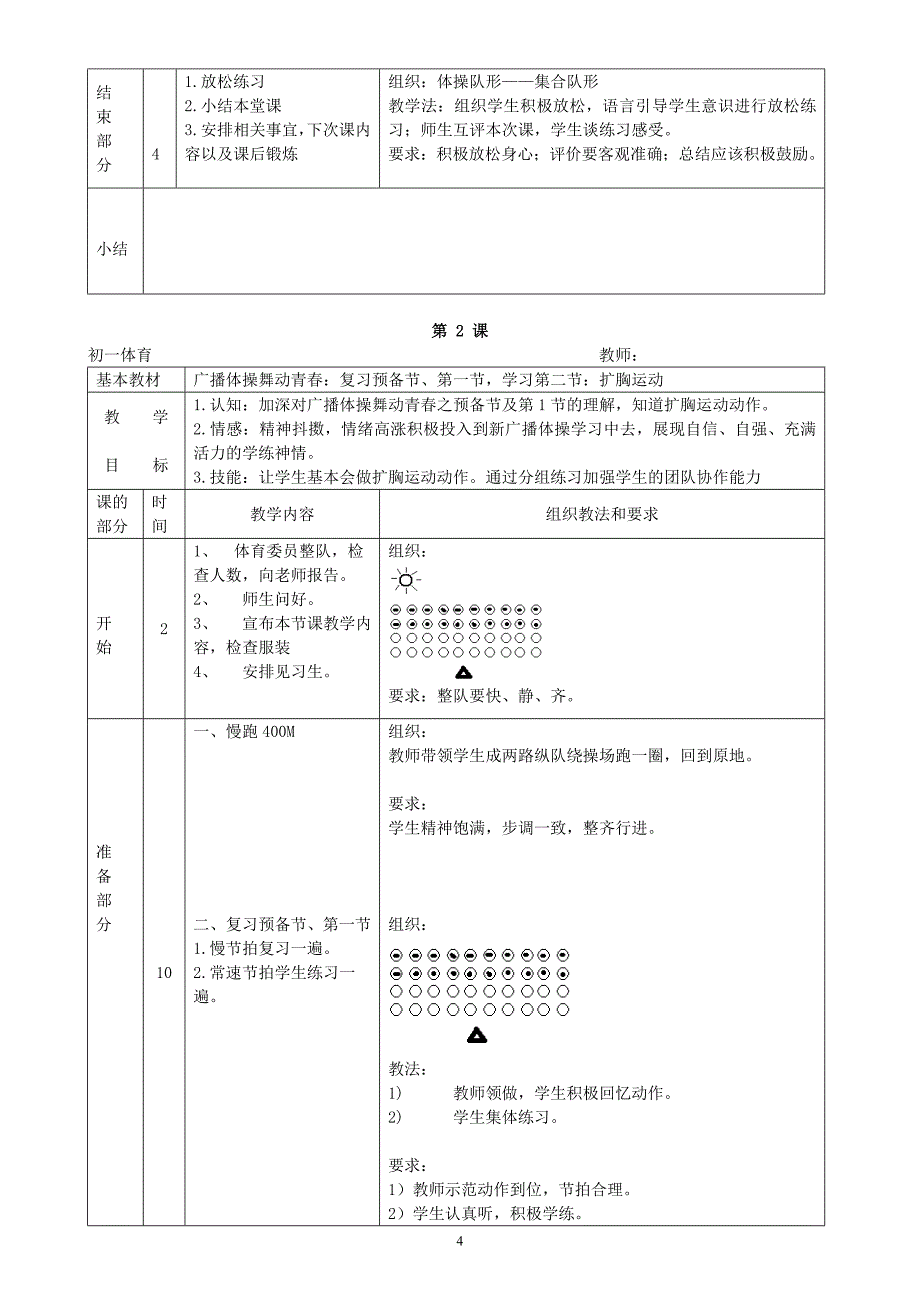 七年级上 体育周计划与教案 可A4打印版._第4页