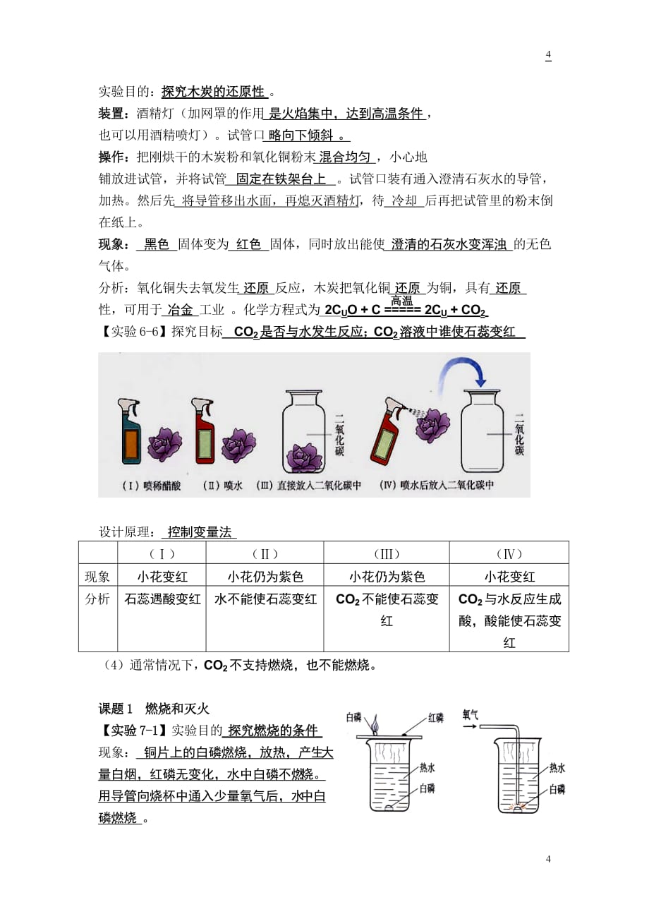 初三化学课本实验总结标准答案_第4页