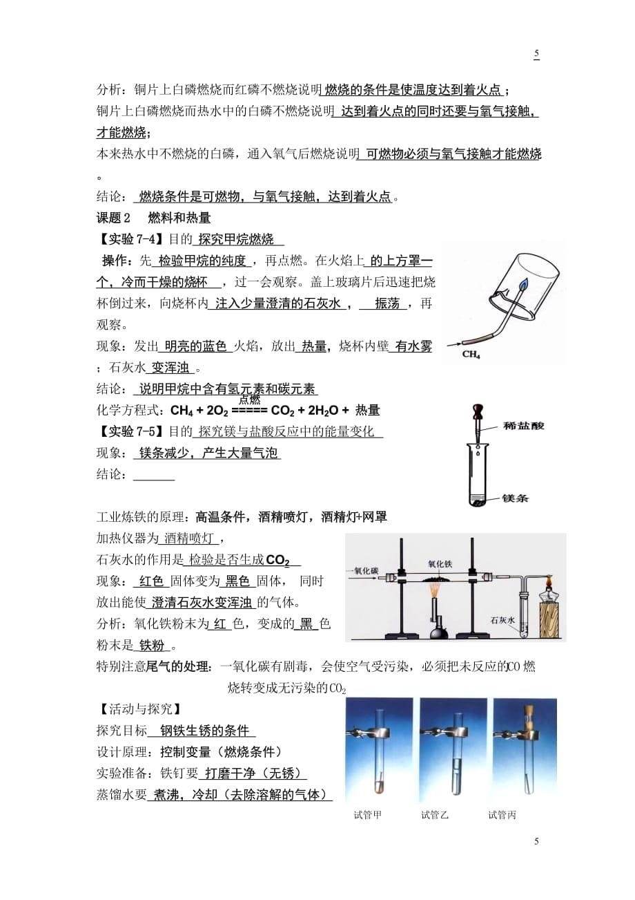 初三化学课本实验总结标准答案_第5页