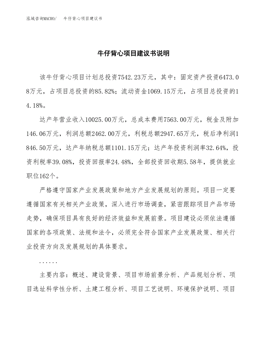 牛仔背心项目建议书（可研报告）.docx_第2页