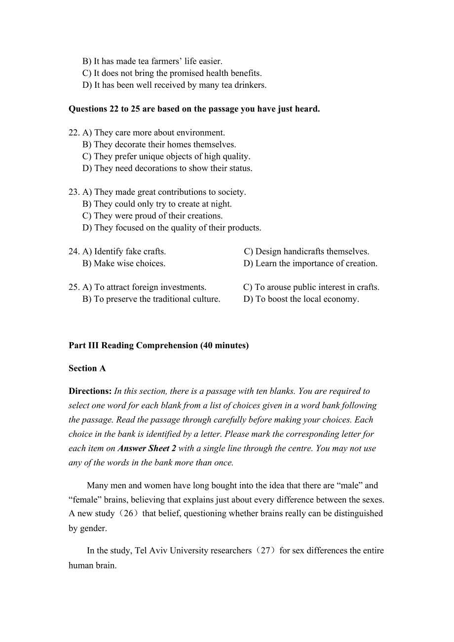 2016年12月大学英语四级真题及完整标准答案(共两卷)_第4页