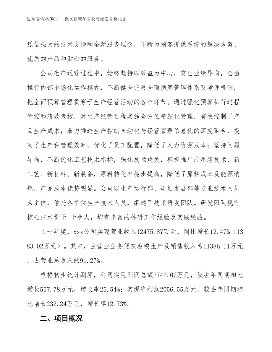 低灰粒碳项目投资经营分析报告模板.docx_第2页