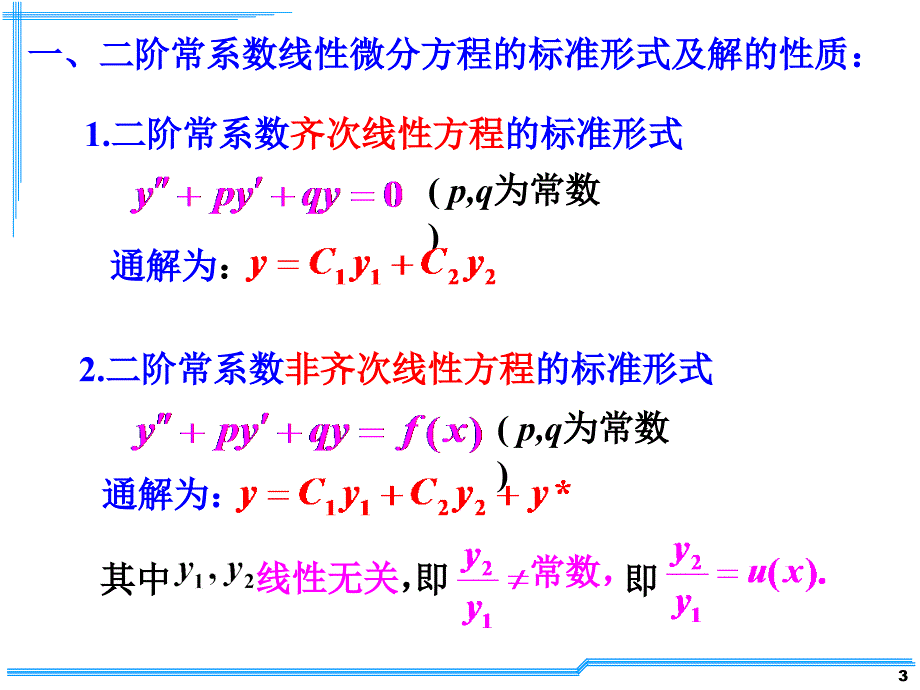 经典高等数学课件D7-7常系数齐次线性微分方程D7-8 常系数非齐次线性微分方程综述_第3页