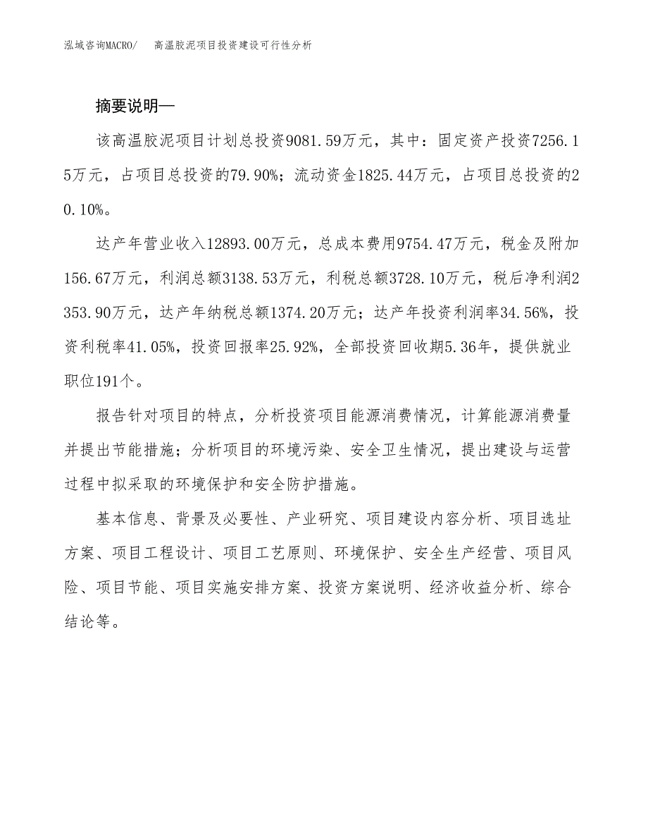 高温胶泥项目投资建设可行性分析.docx_第2页