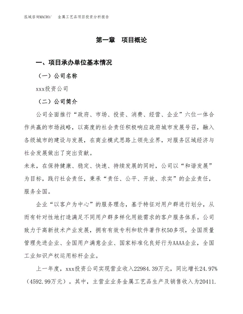 金属工艺品项目投资分析报告（总投资19000万元）（73亩）_第2页