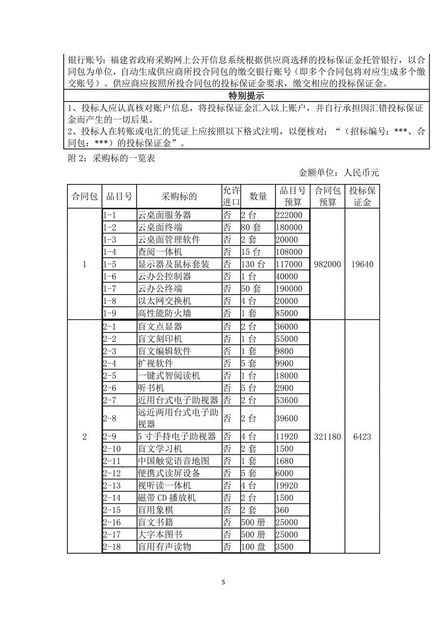 新馆电子阅览区及视障阅览室设备招标文件_第5页