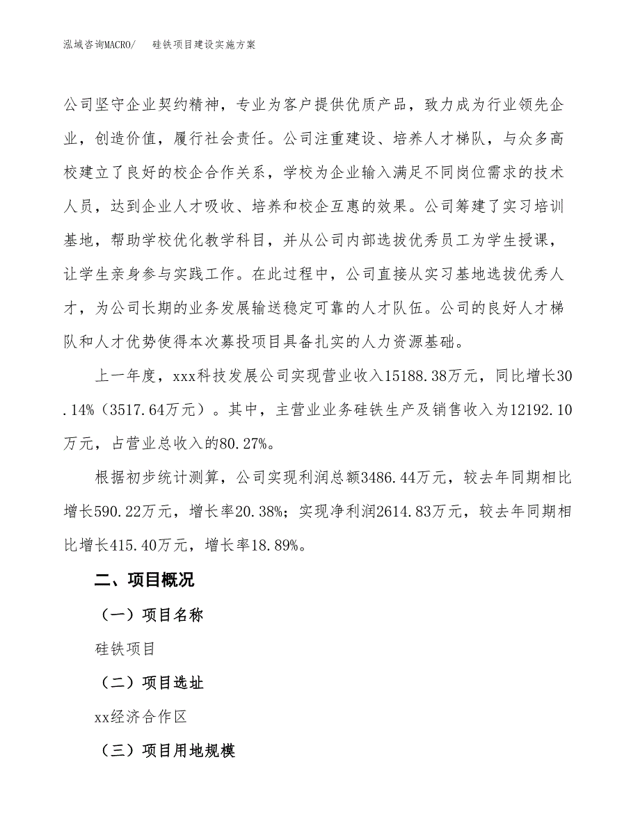 硅铁项目建设实施方案（模板）_第3页