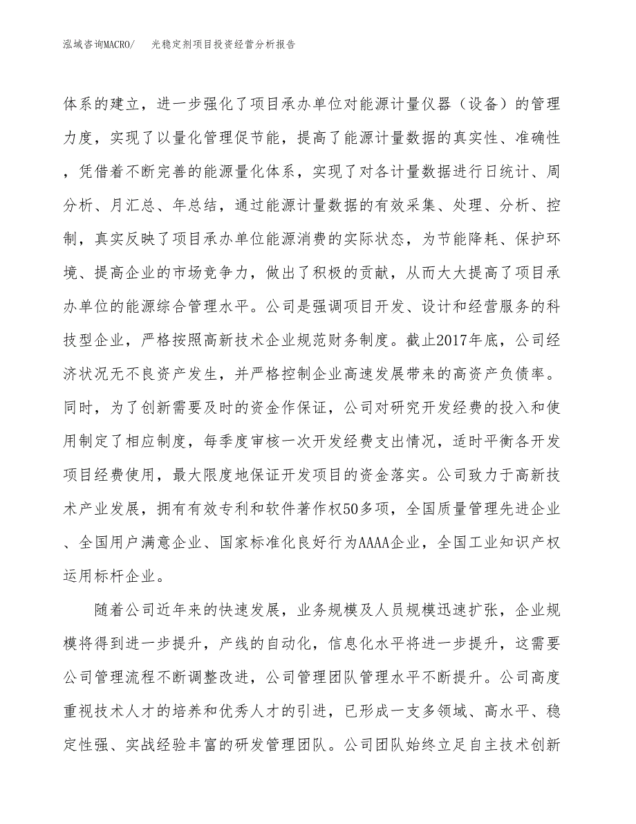 光稳定剂项目投资经营分析报告模板.docx_第2页