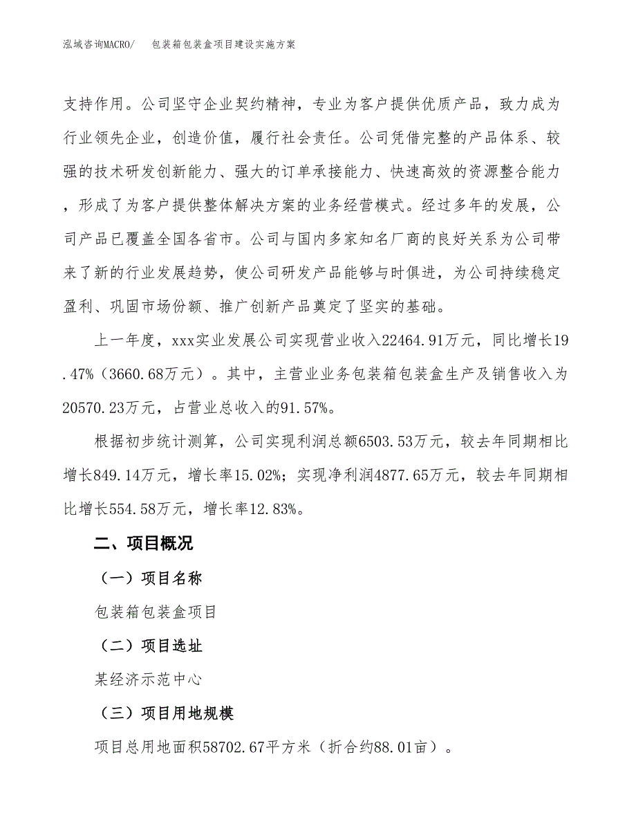 包装箱包装盒项目建设实施方案（模板）_第3页