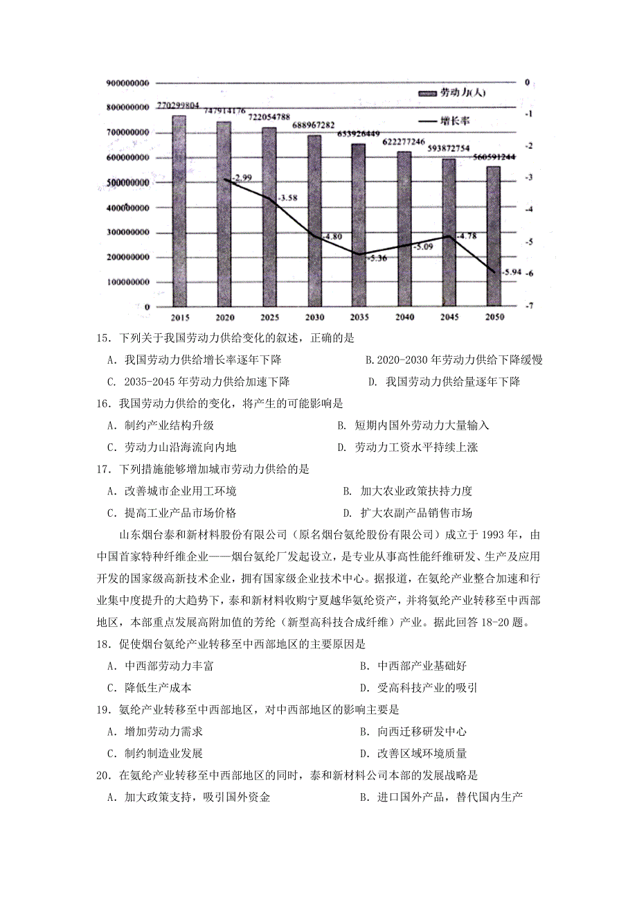 2018河南省中原名校高三第五次联考地理试题及标准答案_第4页