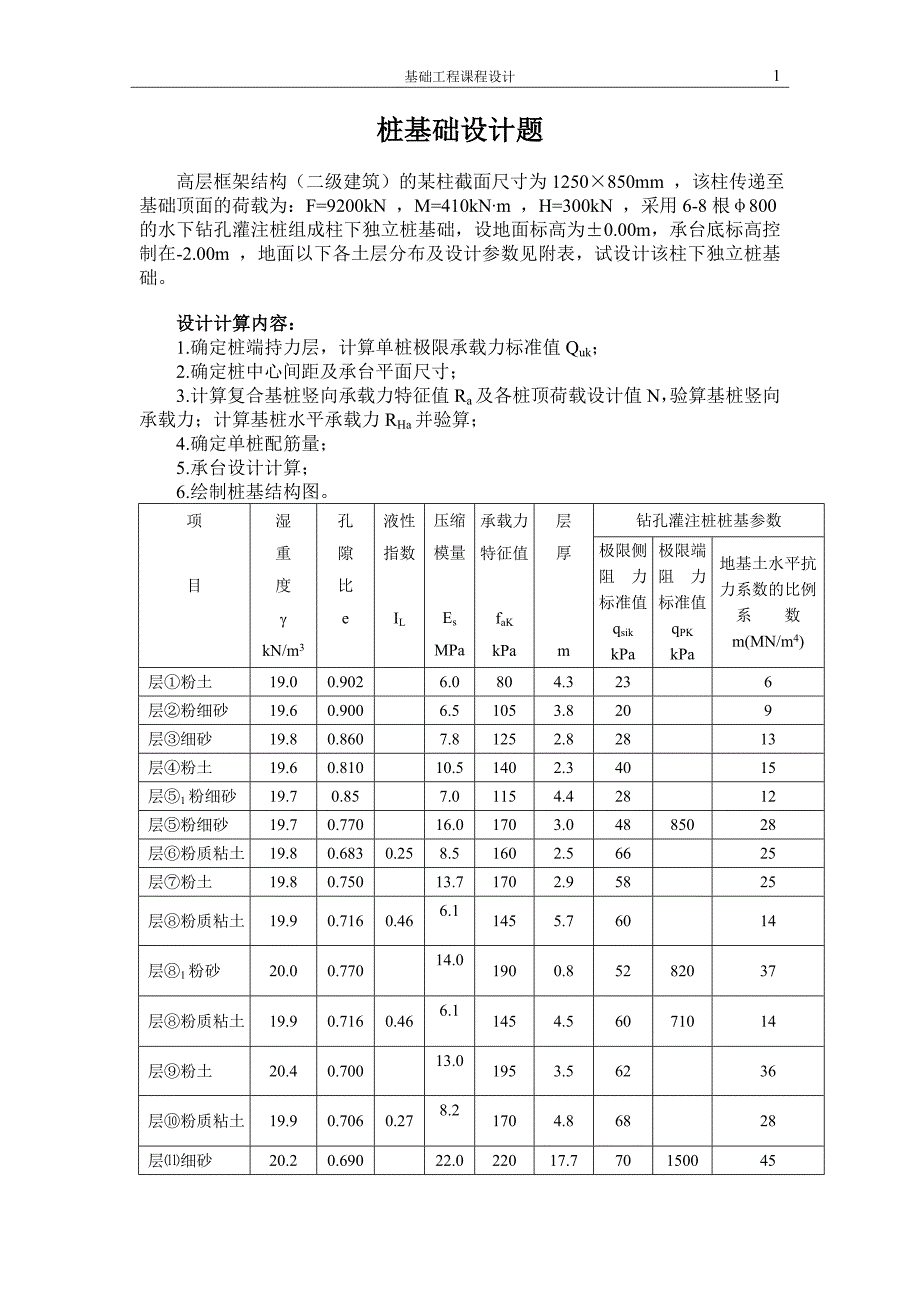 基础工程课程设计--桩基础设计题_第2页