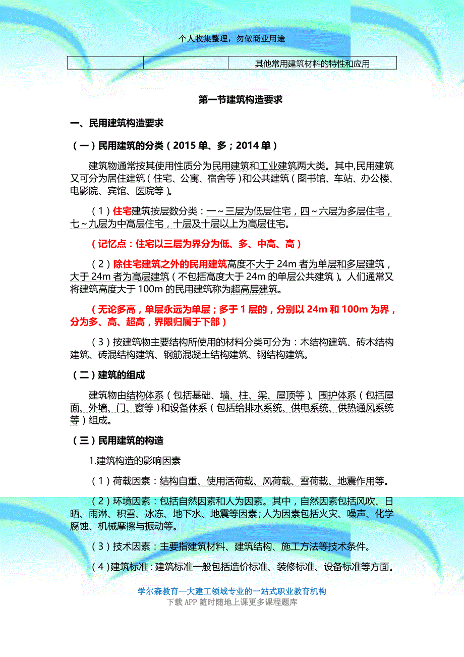 2018二级建造师建筑工程必背考点：建筑工程专业技术要求_第4页