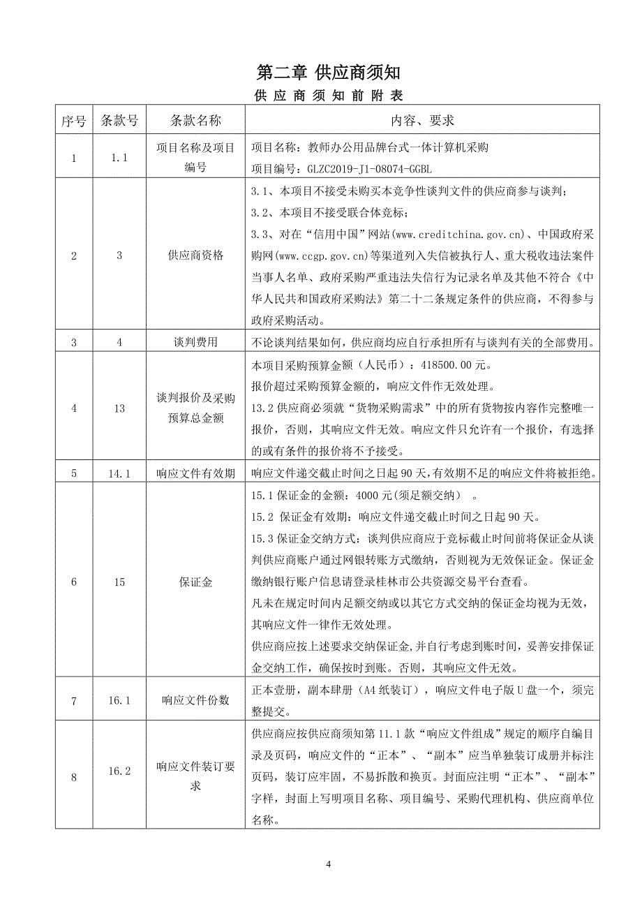 教师办公用品牌台式一体计算机采购竞争性谈判文件_第5页