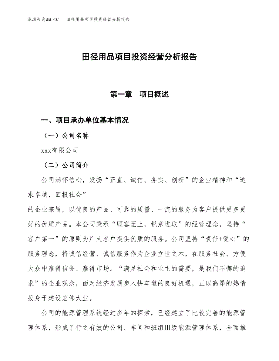 体操用品项目投资经营分析报告模板.docx_第1页