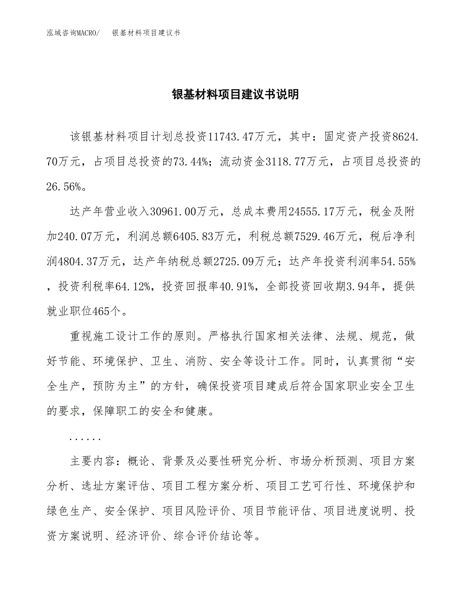 银基材料项目建议书（可研报告）.docx_第2页